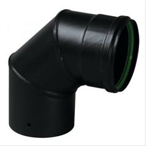 Coude 90° conduit pellets émail noir mat diam 80mm