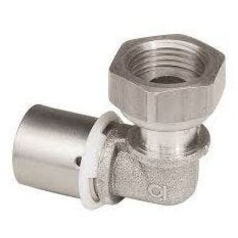 Coude 90° écrou prisonnier laiton à sertir multicouche TRA U FF - 16mm 3/8' (12x17mm) - Tuyauterie Et Raccords