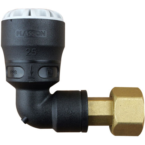 Coude 90° encliquetable PE Ø25 - Laiton femelle écrou-prisonnier 3/4" (20/27)