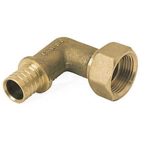 Coude 90° PER écrou prisonnier à sertir femelle D 12mm F 15x21mm SDR11 LX RAUTHERM Multicouche PER - Rehau