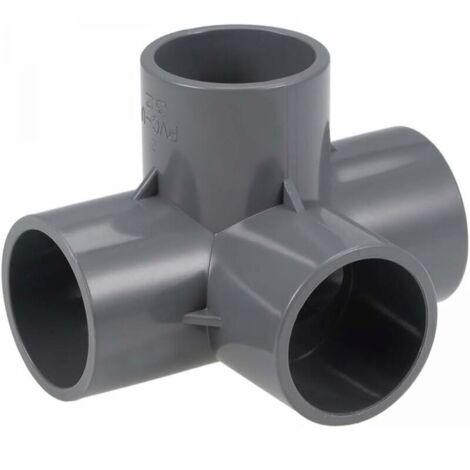 Coude à 4 voies Raccord de tuyau en PVC Qualité du meuble 32mm Raccords d'angle en T Gris 10Pcs