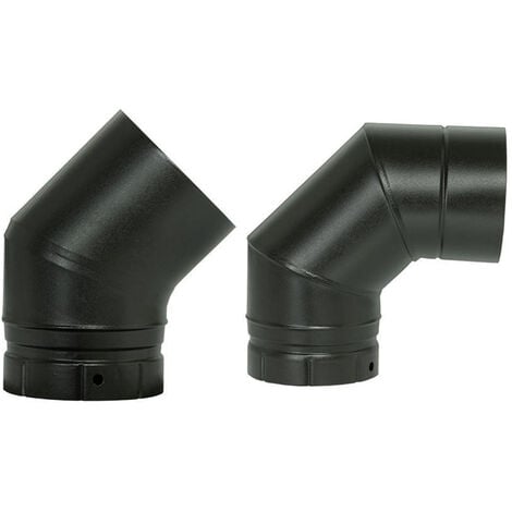 Coude à segments émaillé pour poêle à bois - Coude à 45° - diamètre 130 - Couleur : Noir Mat