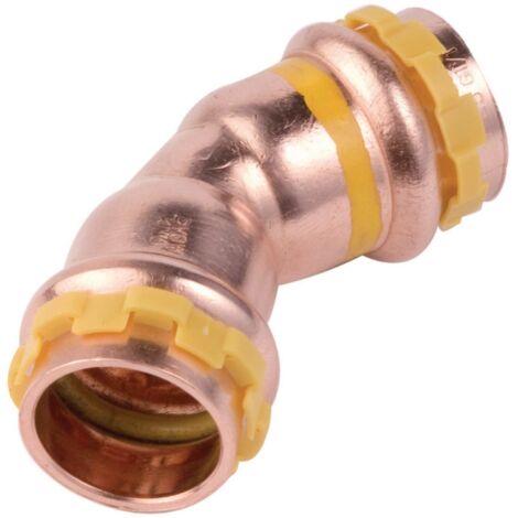 coude à sertir 45 degrés - tube cuivre - femelle / femelle - 16 mm - comap sudopress gaz