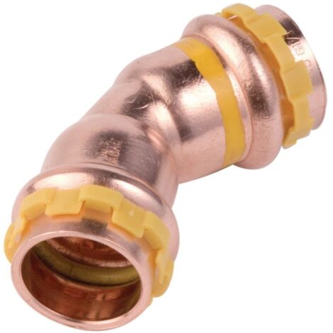 coude à sertir 45 degrés - tube cuivre - femelle / femelle - 22 mm - comap sudopress gaz