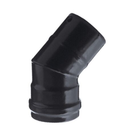 Coude acier noir 45o 8 cm 80 mm pour poeles a' granule's Raccordement M/F 1,2 mm porcelaine noire mate