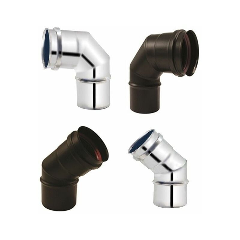 Coude Apollo Pellets 45° et 87° - Coude à 45 ° - finition : noir mat, D.80