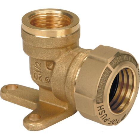 coude applique - diamètre 25 mm vers 20 x 27 - laiton - pour tube pe - effebi 1003l005pfb
