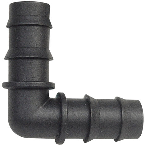 Coude cannelé tuyau Ø 16 mm – Raccordement pour systèmes d'irrigation goutte-à-goutte – Polypropylène haute qualité – Entrée/sortie cannelée – Racoexpert