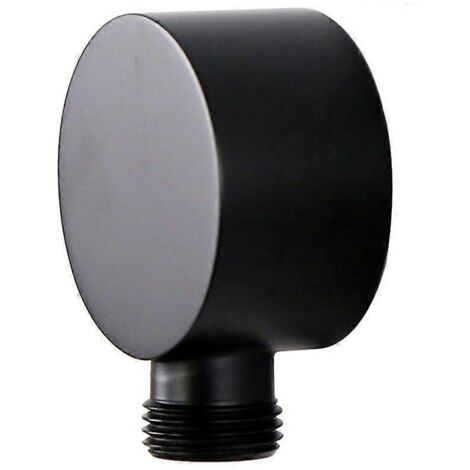 Coude d'alimentation mural, raccord de flexible de douche mural rond en laiton - Noir