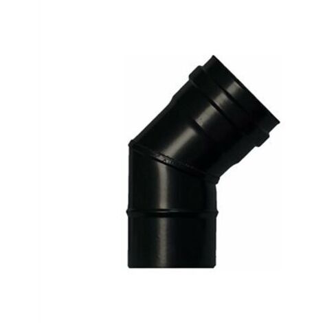 Coude de poêle 45º 80mm – Acier vitrifié noir 1,2mm – Résistant à la corrosion – Pour systèmes de chauffage à granulés – Exojo