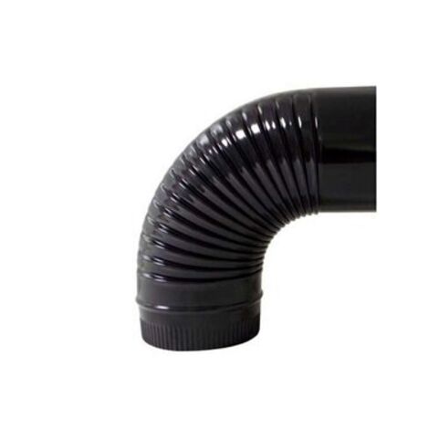 Coude de poêle vitrifié noir 100 mm – Angle 90° – Résistant aux températures élevées – Installation facile pour évacuation fumées – Exojo