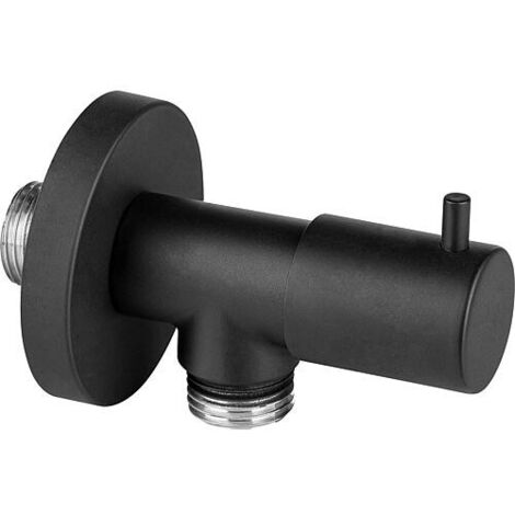Coude de raccordement mural avec robinet d’arrêt intégré DN15 (1/2’’) noir mat