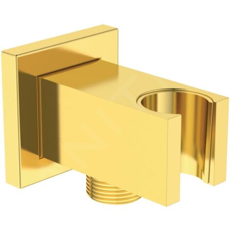 Coude de raccordement mural IDEALRAIN avec support de douche angulaire or brossé IDEAL STANDARD