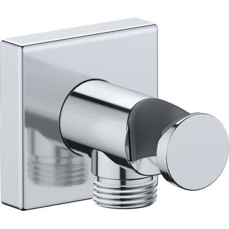 Coude de raccordement mural universel Duravit, y compris support de douchette avec rosace carrée, chromé