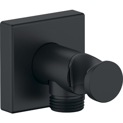 Coude de raccordement mural universel Duravit, y compris support de douchette avec rosace carrée, noir mat