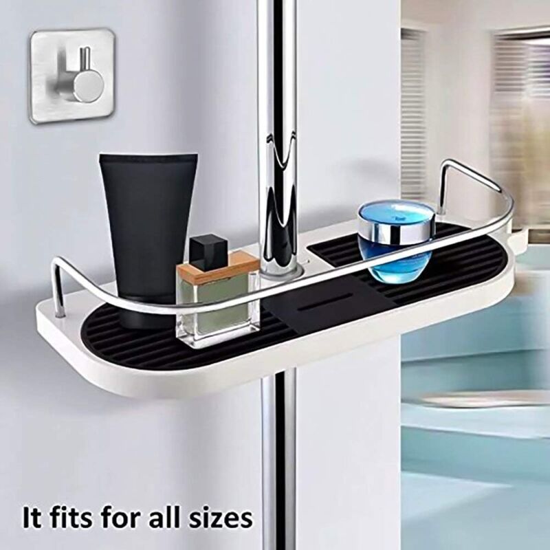 Ikodm - Coude de raccordement pour douche étagère de Douche Télescopique Poteau Réglable Organiseur de Salle de Bain Multi-Fonction Porte-Savon pour