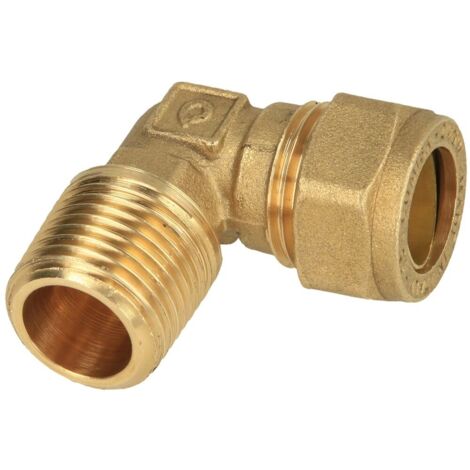 Coude de serrage en laiton avec filetage mâle conique diam. 16 mm x 1/2''