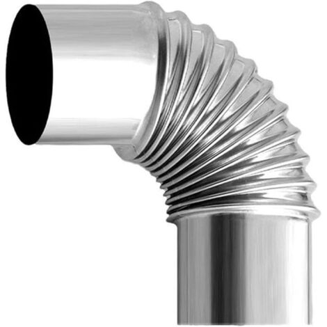 Coude de tuyau en acier inoxydable 100 mm – Ventilation à 90 degrés – Conduit pour poêles à bois – Installation flexible et durable