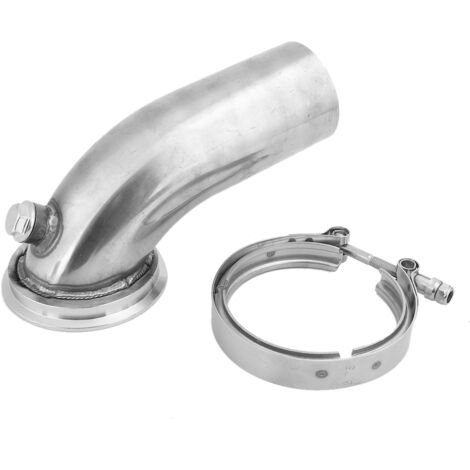Coude D'échappement, Coude de Tuyau de Descente D'échappement Turbo en Acier Inoxydable à 90 Degrés Compatible avec Hy35 HX He351 avec Collier de Serrage à Bande en V.