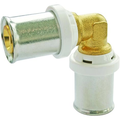 Ayor – Coude égal 90° à sertir multicouche Ø20 – Raccord compatible tubes Ø20 – Pression max 10 bars – Étanchéité optimale avec joints toriques