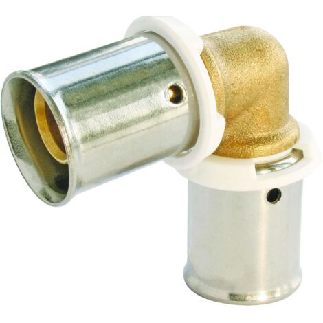 Ayor – Raccord coude égal PER à sertir Ø16 331016 – Fixation rapide – Acier inoxydable et laiton – Applications sanitaires et chauffage