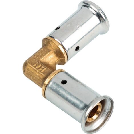 Coude égal multicouche à sertir Henco - Diamètre 16 mm - Laiton