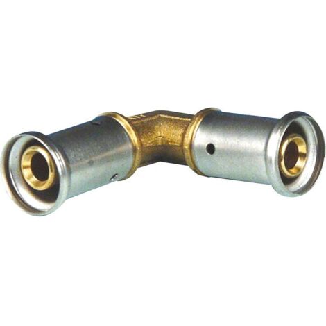 Coude égal multicouche à sertir Henco - Diamètre 26 mm - Laiton