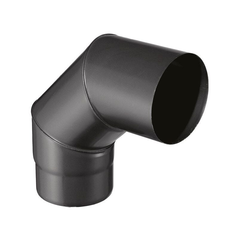 Coude pour évacuation des fumées - 90°d'angle - émail 0.7MM - noir mat - Ø150MM - Joncoux