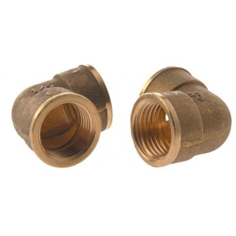coude en laiton à visser - femelle / femelle - egal brut - 26 x 34 - sachet de 2