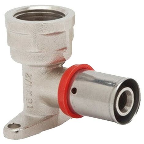 Coude femelle avec support 1/2'' pour tube multicouche 20 mm, à utiliser avec sertisseuse, gris