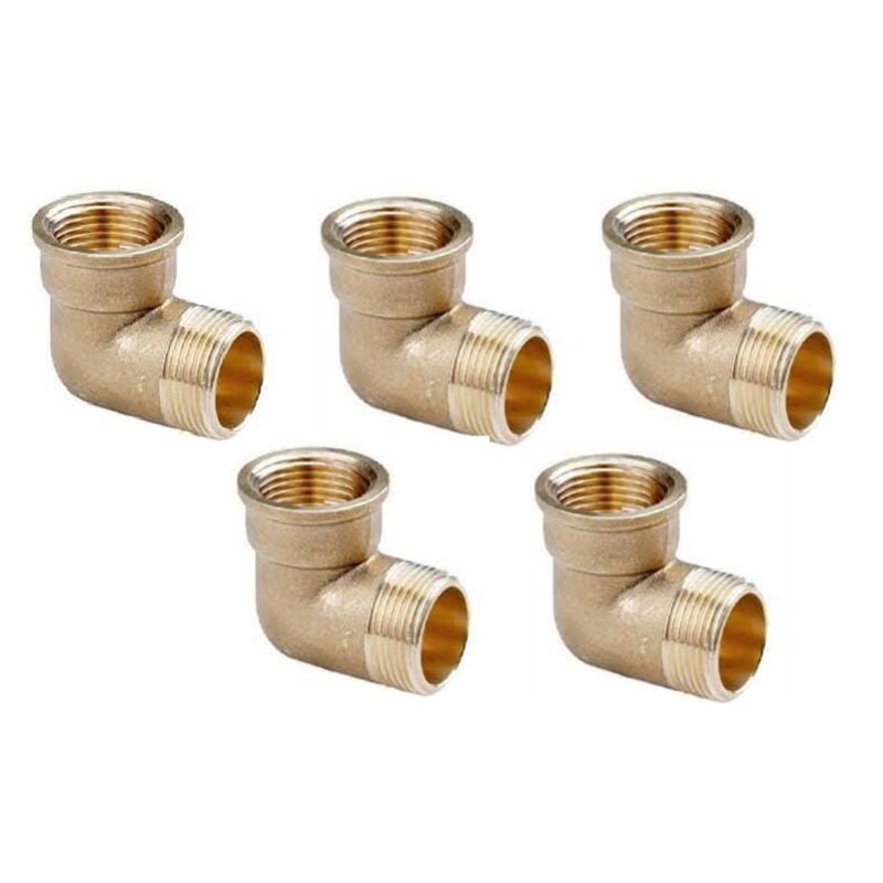 Lot de 5 Coude mâle femelle en laiton 3/4'' Accessoire en laiton Aenor Coude fileté 3/4'' Union des tuyaux d'irrigation