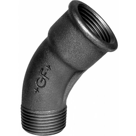 Coude Fonte 45° Mf Noir 15x21 Raccord Coudé 45° En Fonte Noire, Mâle-femelle - Sferaco