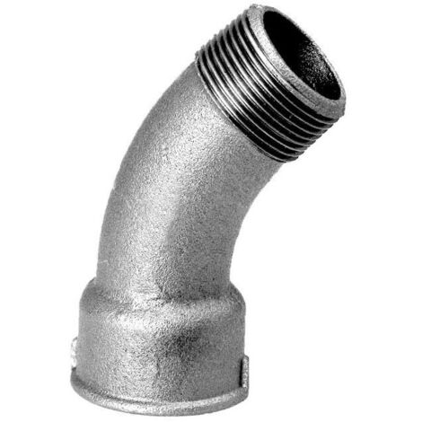 Coude Hermann Schmidt Temperguss DN 40, 2000 2000 /2" 45°, filetage interne/externe, zingué