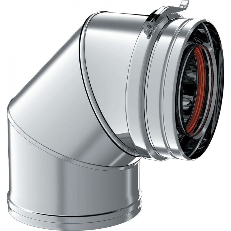 TEN - Coude Inox 87° ø 130/200mm pour Poêle à Granulés et Pellets + 1 bride de sécurité + 2 joints - 770913