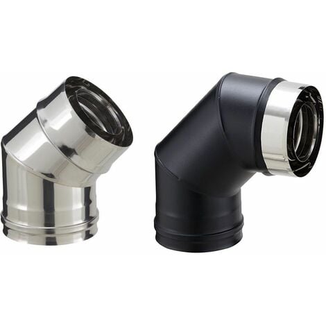 Coude inox pour poêle à granulés - PGI pour poêles à Pellets - Coude 45° - Finition : inox