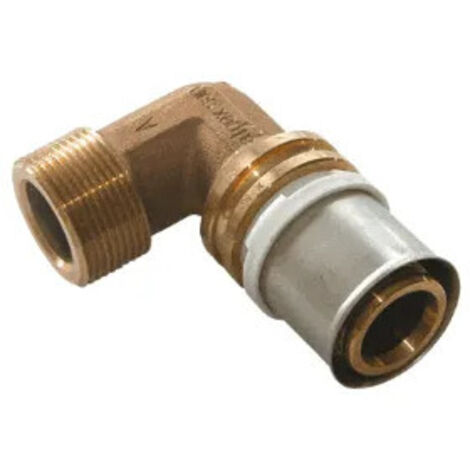 Coude laiton 90° fileté Male à sertir pour systèmes multicouches 16 x 1/2"