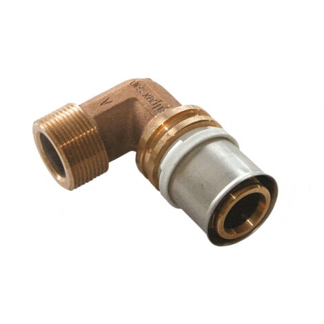 Coude laiton 90° fileté Male à sertir pour systèmes multicouches 26 x 3/4"