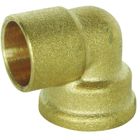 Coude laiton à souder - Femelle 12/17 - Pour tube cuivre Ø14 - Sachet 2 pièces