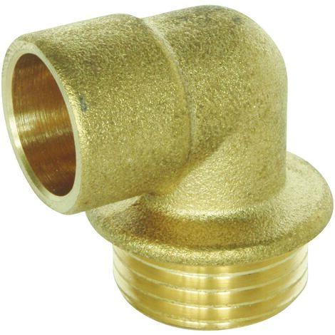 Coude laiton à souder - Mâle 15/21 - Pour tube cuivre Ø14 - Sachet 2 pièces