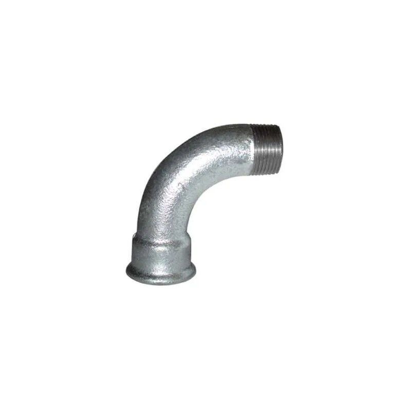 Coude malléable 90 degré, 50x60, mâle femelle galva grand rayon