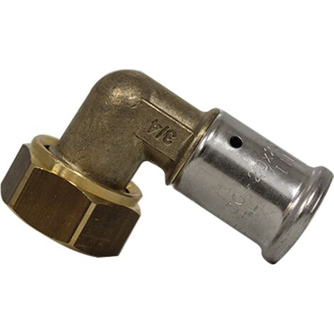 Coude multicouche laiton à sertir écrou libre Femelle 3/4" (20/27) - Ø26 x 3,0 - Henco