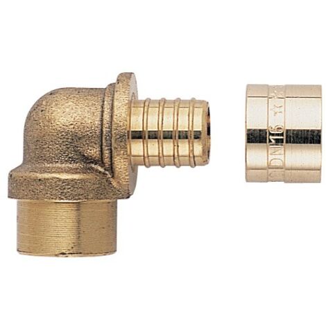 Coude pour tube PER 13x16 sortie femelle DN 16 cuivre 14