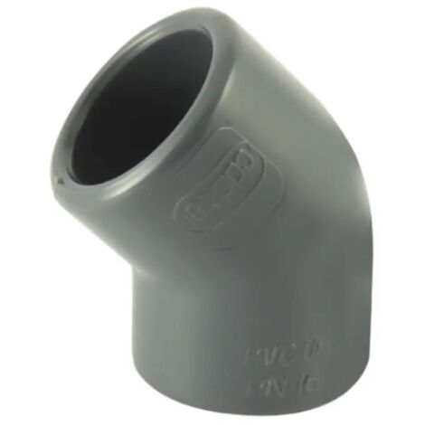 Coude PVC pression piscine 45° diamètre 63 mm, femelle femelle