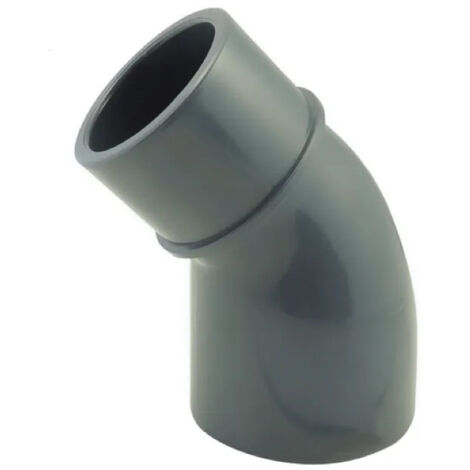 Coude PVC pression piscine 45° femelle 63 mm, mâle 63 femelle 50 mm