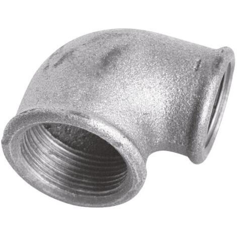 COUDE REDUIT FONTE GALVANISEE PETIT RAYON 90° DOUBLE FEMELLE N° 90R