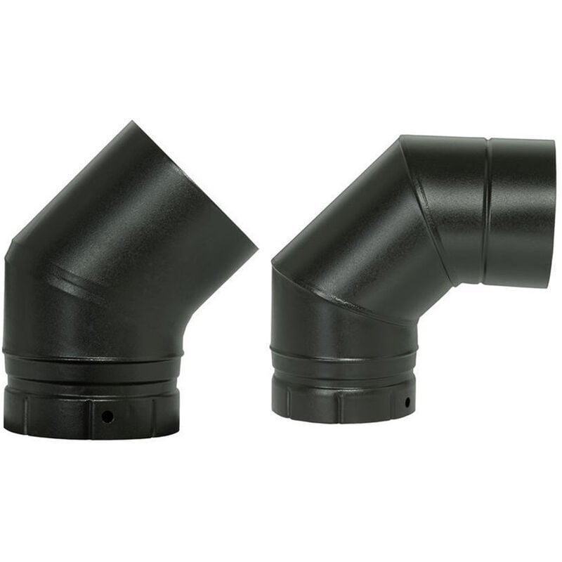 Coude à segments émaillé pour poêle à bois - Coude à 90° - diamètre 150 - Couleur : Noir Mat