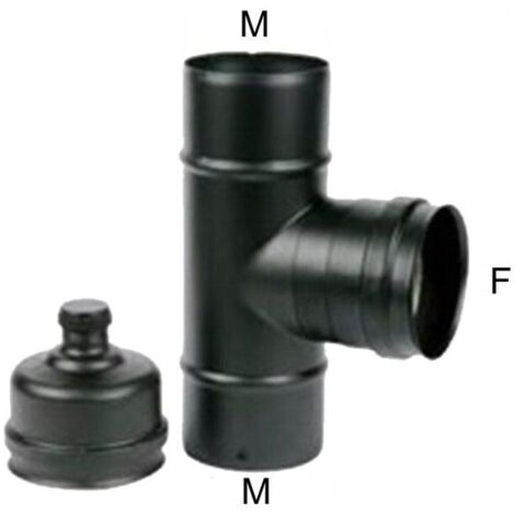 Coude T en inox 10 Mfm bouchon noir Pellet 300 Maral
