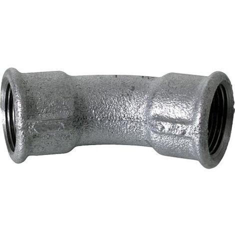 Coude Temperguss Hermann Schmidt DN 15, 2000 /2&quot, filetage intérieur 45°, zingué
