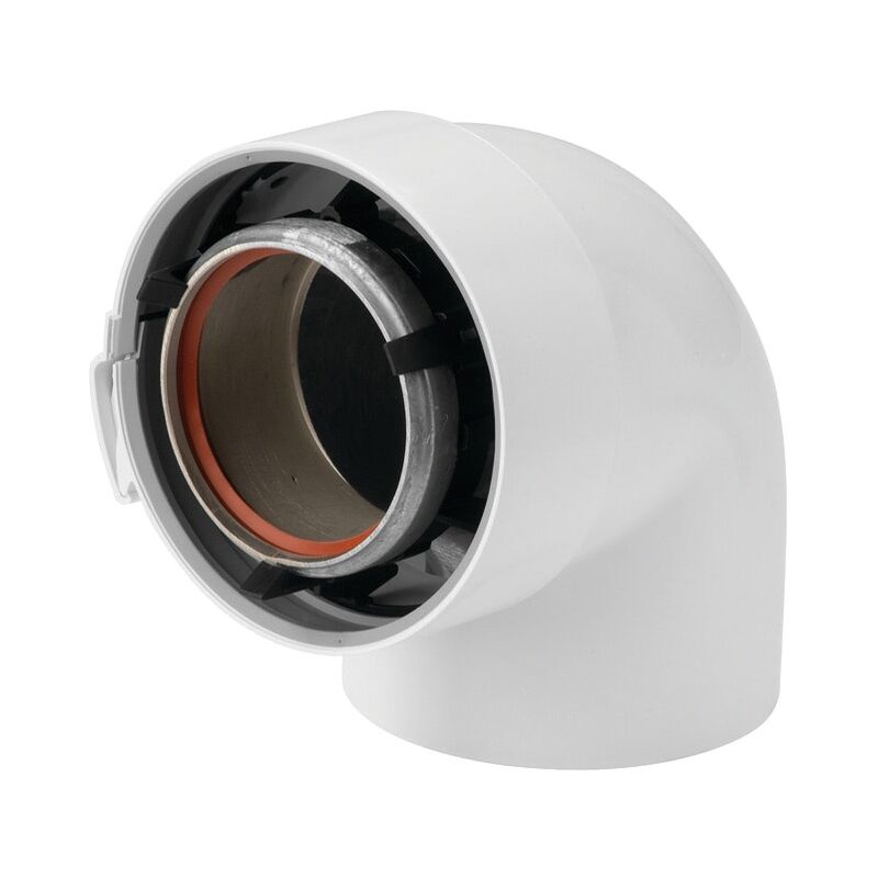 Coude Ubbink gaz alu/pvc 90 blanc 80/125