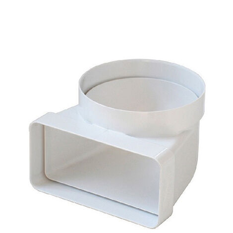 Coude vertical PVC blanc 100 mm – Adaptateur rond-rectangulaire 100 à 120 x 60 mm – Pour cuisine et salle de bain – Dimensions 8,3 x 12,3 cm – La Ventilazione